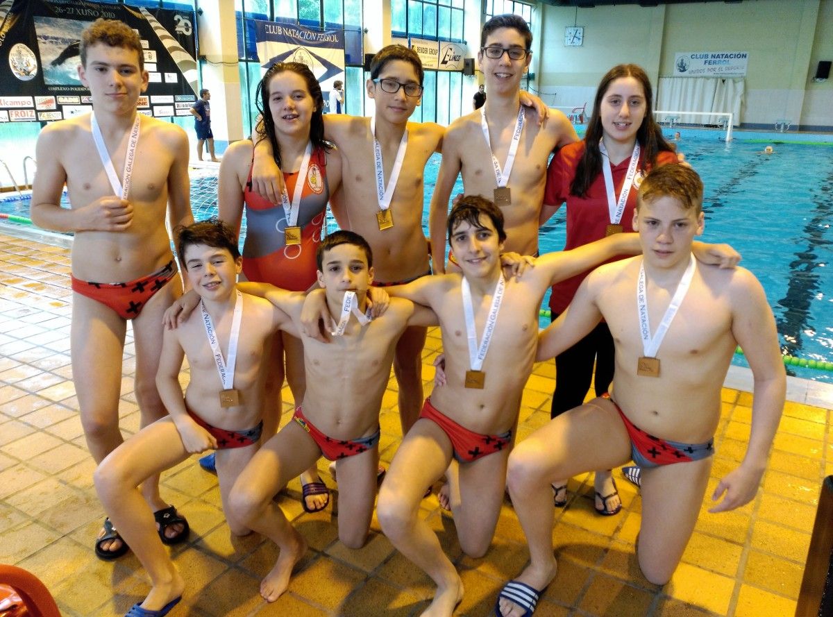 Equipo infantil do CW Pontevedra no Campionato Galego Infantil