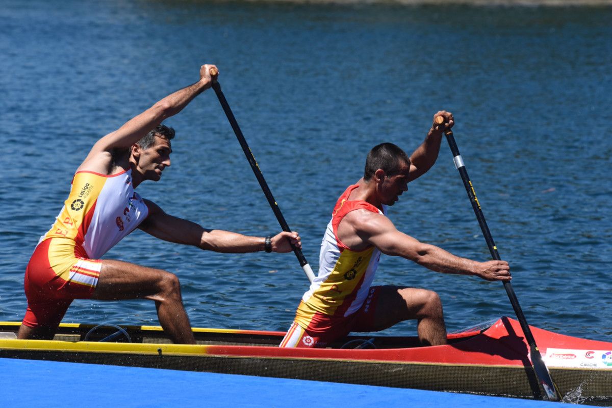 Óscar Graña e Ramón Ferro, na última xornada do Europeo de piragüismo maratón de Pontevedra