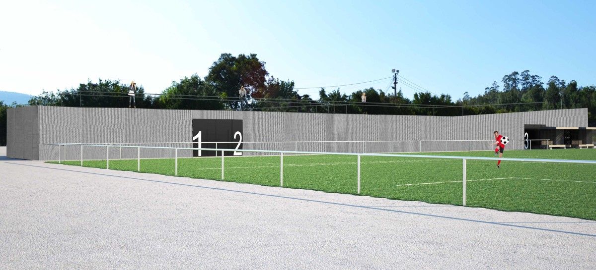 Recreación do novo campo de fútbol de Chan do Monte, en Cerponzóns