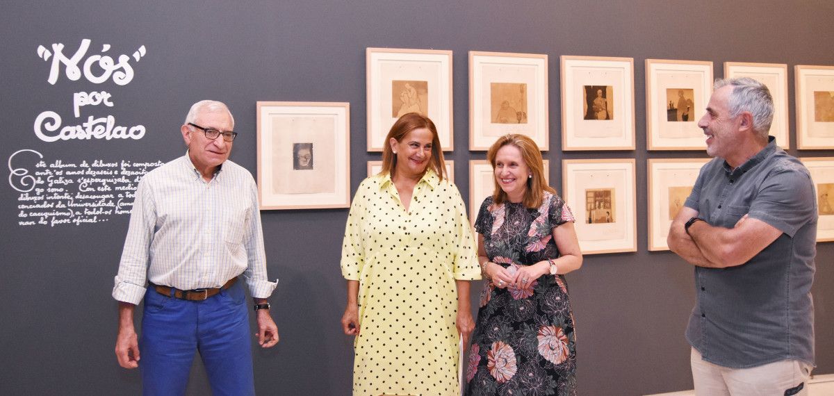 Carmela Silva, Carlos Valle y los comisarios de la exposición visitan 'Meu Pontevedra'