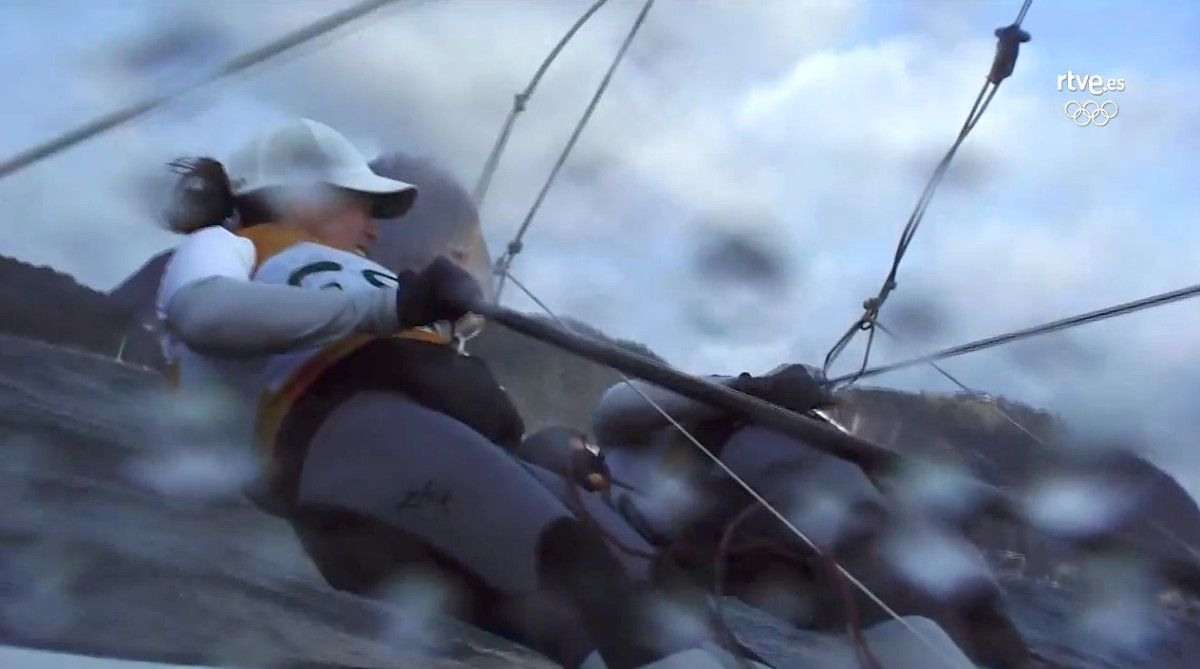 Támara Echegoyen y Berta Betanzos durante la Medal Race de los Juegos Olímpicos de Río