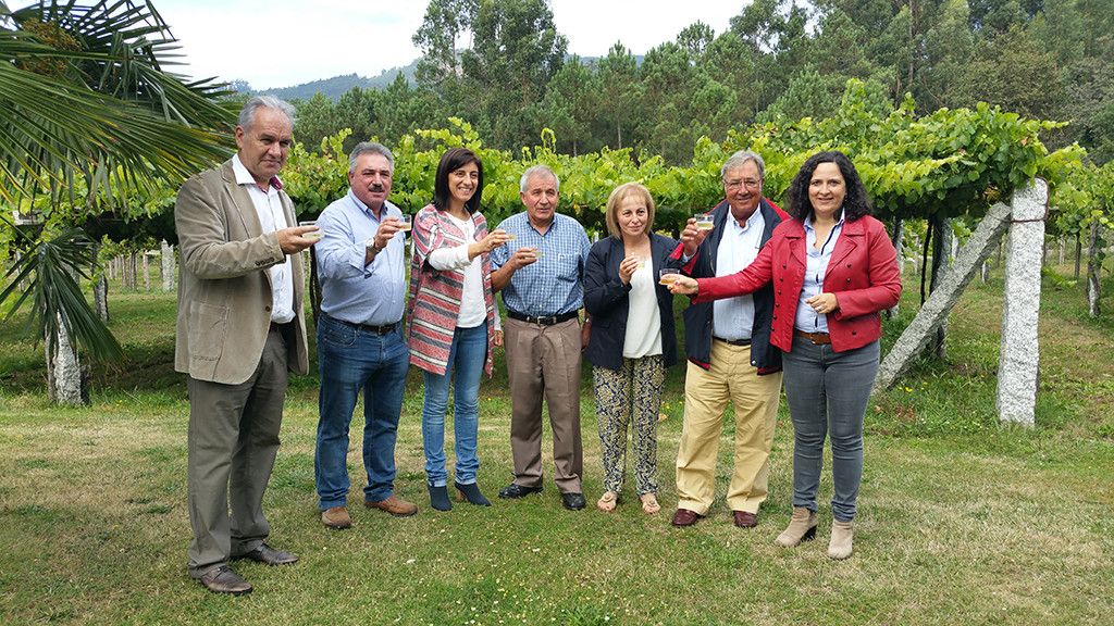 Los viticultores y la conselleira brindaron por la indicación geográfica protegida de vinos "Ribeiras do Morrazo"