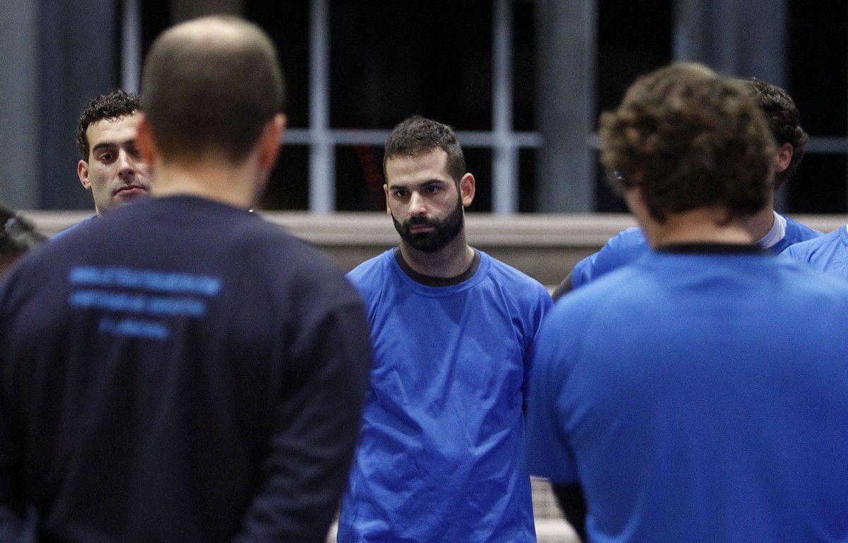 Edu Moledo durante un adestramento do Teucro no Municipal