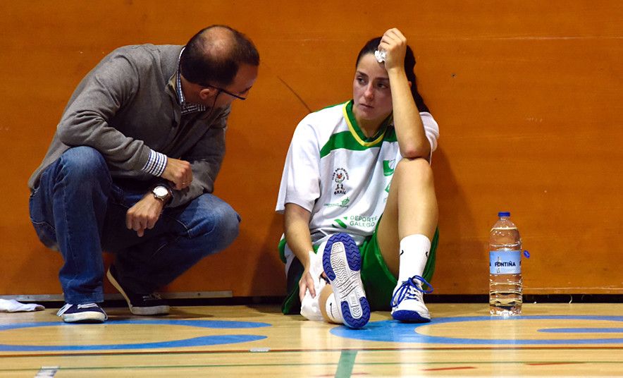 Carla Fernández, lesionada no partido entre Arxil e Celta