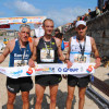 Podio masculino da II edición do medio maratón Maralba, entre O Grove e Sanxenxo