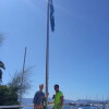 Izado da bandeira azul na praia de Panadeira