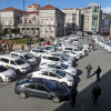 Concentración de taxistas en la Plaza de España