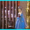 Romería con la presencia de la imagen de la Virgen Peregrina en el santuario de Torreciudad en 1984