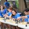 Exhibición simultánea de xadrez na praza de Curros Enríquez