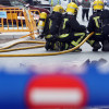 Intervención de bombeiros, policías e operarios por un escape de gas en Fernando Olmedo
