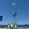 Izado da bandeira azul na praia de bascuas