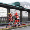 Los bomberos aseguran la cubierta del puente de A Barca