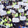Movilización de los trabajadores de la fábrica de ENCE en Lourizán y de sus empresas auxiliares