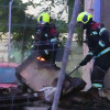 Incendio de material de obra en el entorno de la Residencia de Mayores en construcción en Casimiro Gómez