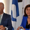 Félix Juncal (BNG) e Elena Estévez (PP) no pleno de investidura no Concello de Bueu