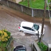 Zona inundada na Rúa do Santo en Lourizán