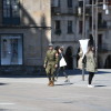 Patrulla da Brilat e a Policía Nacional polas rúas de Pontevedra o 1 de abril con motivo do estado de alarma