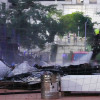 Incendio de material de obra en el entorno de la Residencia de Mayores en construcción en Casimiro Gómez