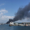 Incendio de un barco de pasajeros en O Grove
