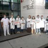 Protesta de profesionales de los PAC del área sanitaria de Pontevedra-O Salnés, en el Centro de Salud de Marín