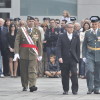 De izquierda a derecha, el general jefe de la Brilat, el subdelegado del Gobierno y el coronel de la Guardia Civil