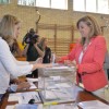 María Rey, votando en el colegio Campolongo