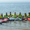 Participantes na primeira travesía a nado entre Combarro e a illa de Tambo