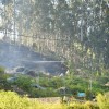 Incendio forestal muy próximo a una viviendas en Vilaboa