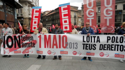 Manifestación de UGT y CC.OO. durante el 1º de mayo