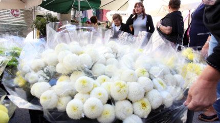 Venda de flores nos arredores do Mercado de Abastos